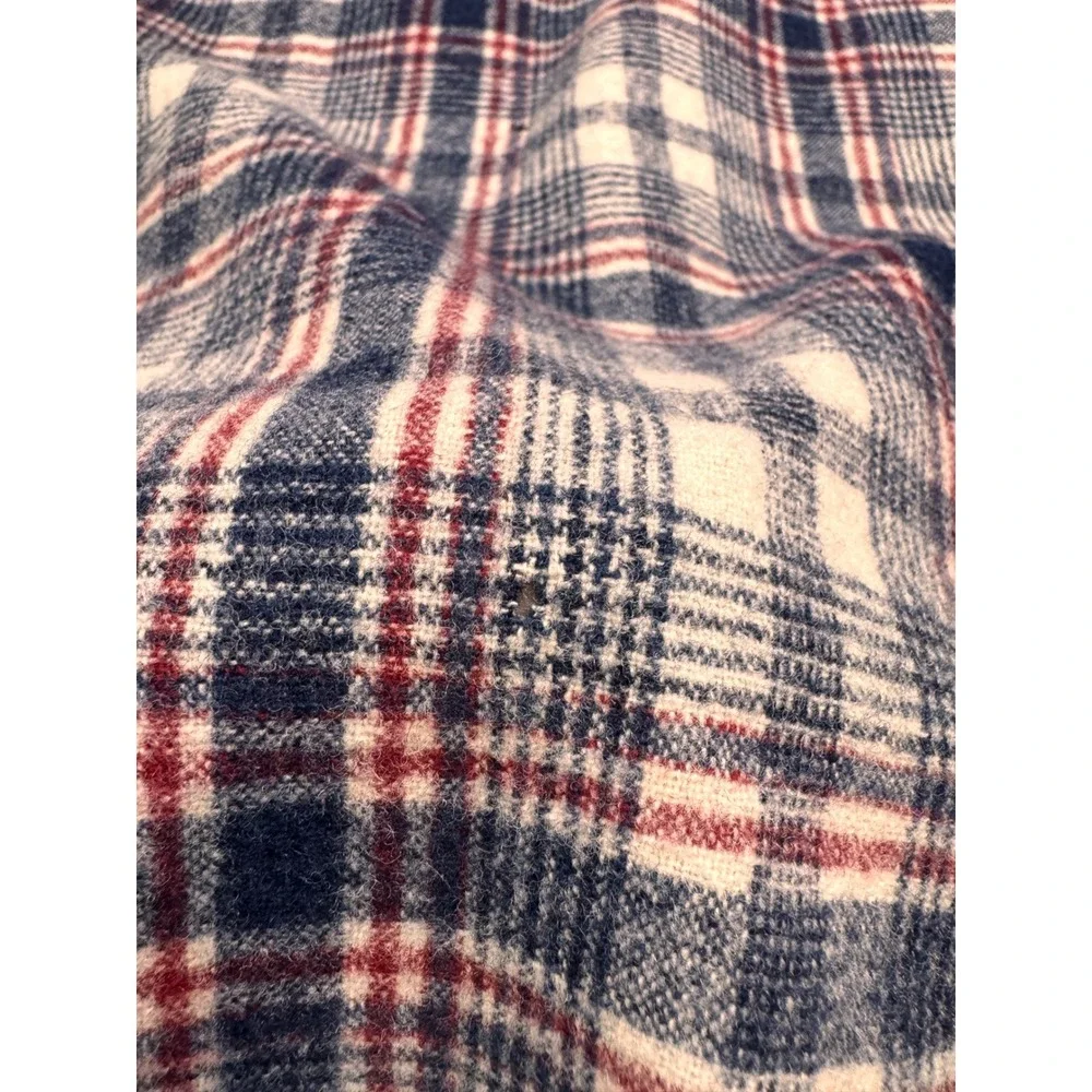 Pendleton Originals Mens Medium Wool Plaid Flannel Shirt Blue Red Cream Vintage